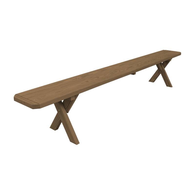 Pine 8' Crossleg Bench - Mushroom Stain
