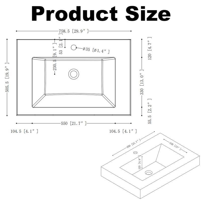 Wall Mount Bathroom Vanity with Sink Top with Drawer