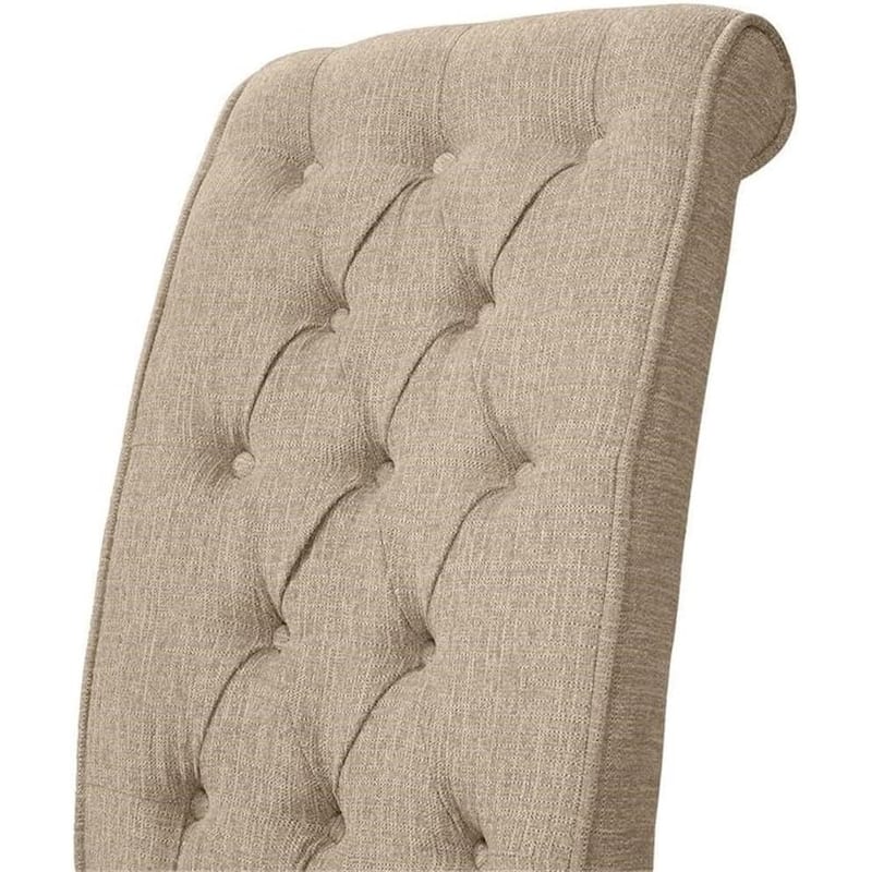 Tufted Beige Finish Upholstered Side Chairs Rustic