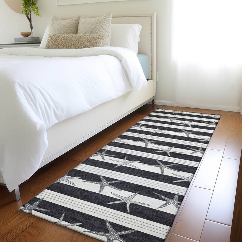 Premium Washable Super Soft Starfish Coastal Stripes Mayfield Rug - Midnight - 2' 3" x 7' 6" - Runner