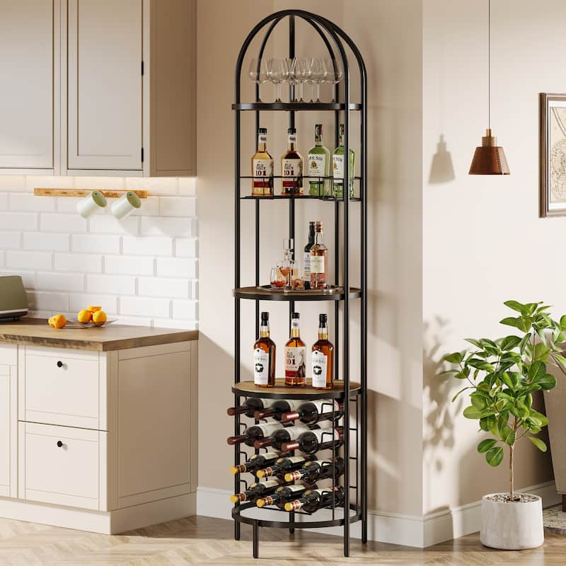 Freestanding Wine Rack Floor for Living Room Small Space - 2 Packs - Brown