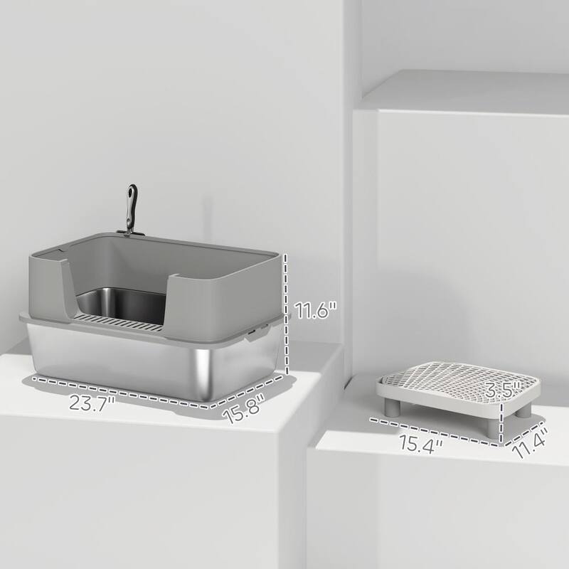 Stainless Steel Cat Litter Box with High Sides