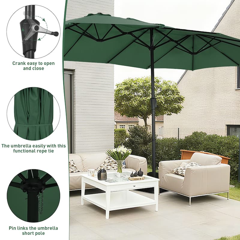 Autlaycil 15ft Patio Umbrella with Base,Large Outdoor Rectangle Double-Sided Umbrella