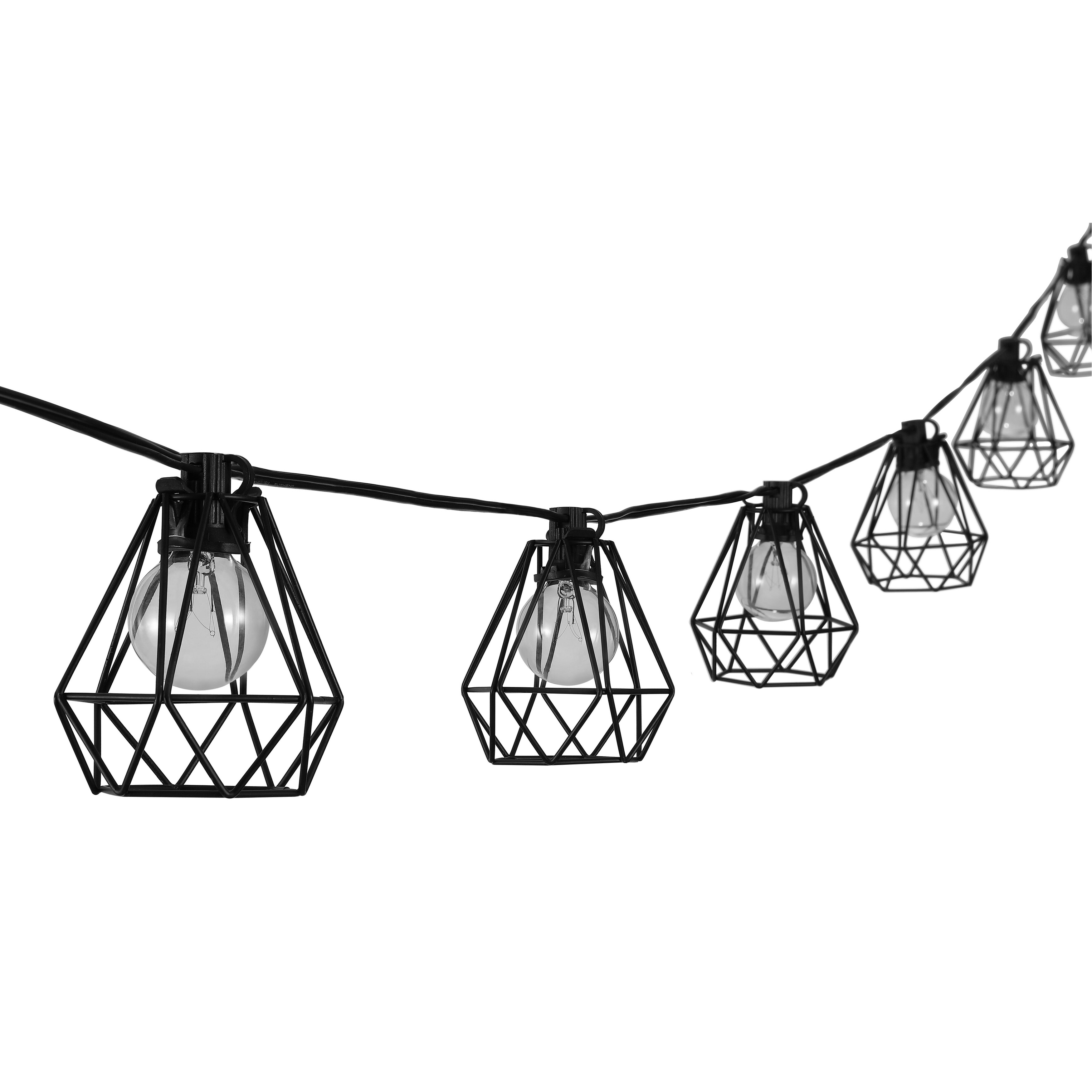 Caged outdoor string lights top