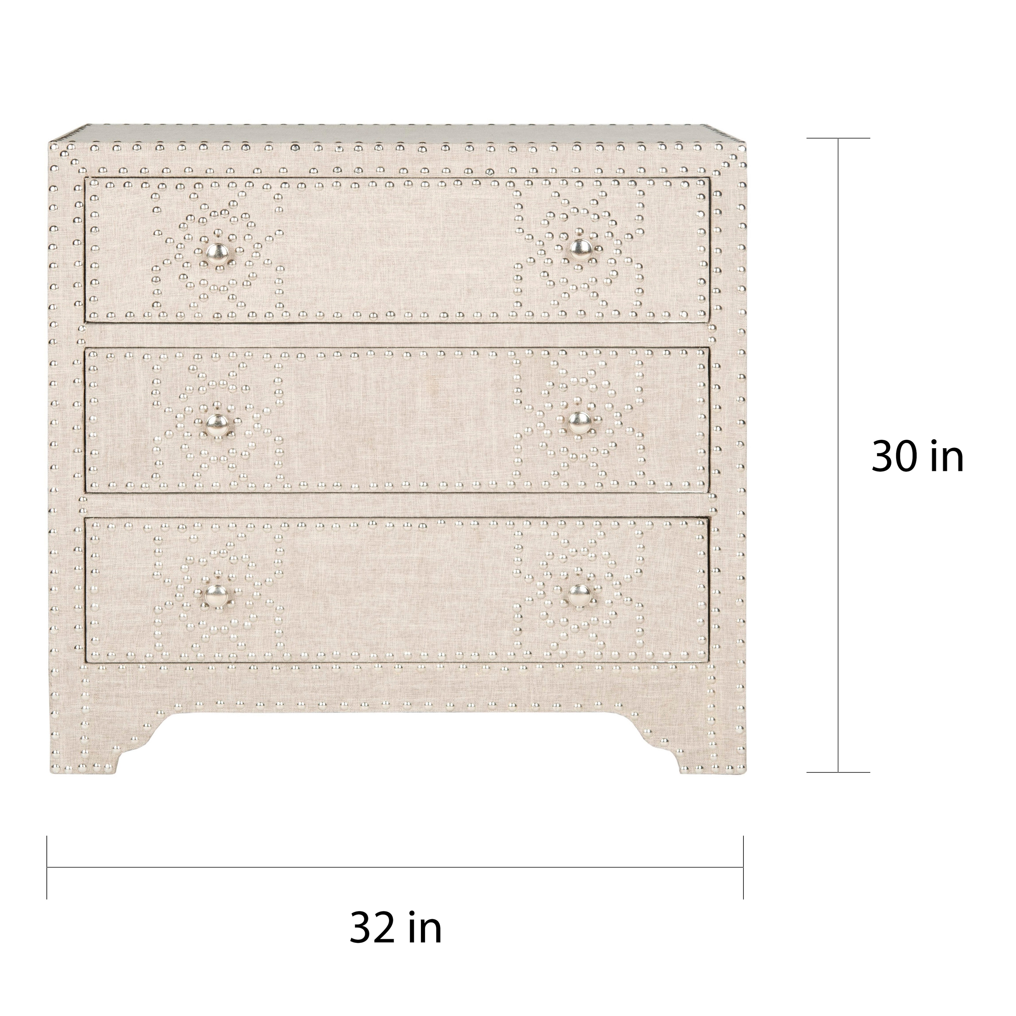 SAFAVIEH Gordy Grey 3 drawer Silver Nailhead Chest Bed Bath