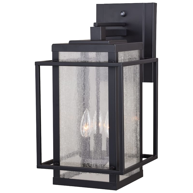 Hyde Park 3 Light Dusk to Dawn Bronze Mission Outdoor Wall Lantern Clear Glass - 9.5-in W x 18.5-in H x 12.25-in D - Espresso Bronze - 9.5-in W x 18.5-in H x 12.25-in D