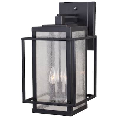 Hyde Park 3 Light Dusk to Dawn Bronze Mission Outdoor Wall Lantern Clear Glass - 9.5-in W x 18.5-in H x 12.25-in D