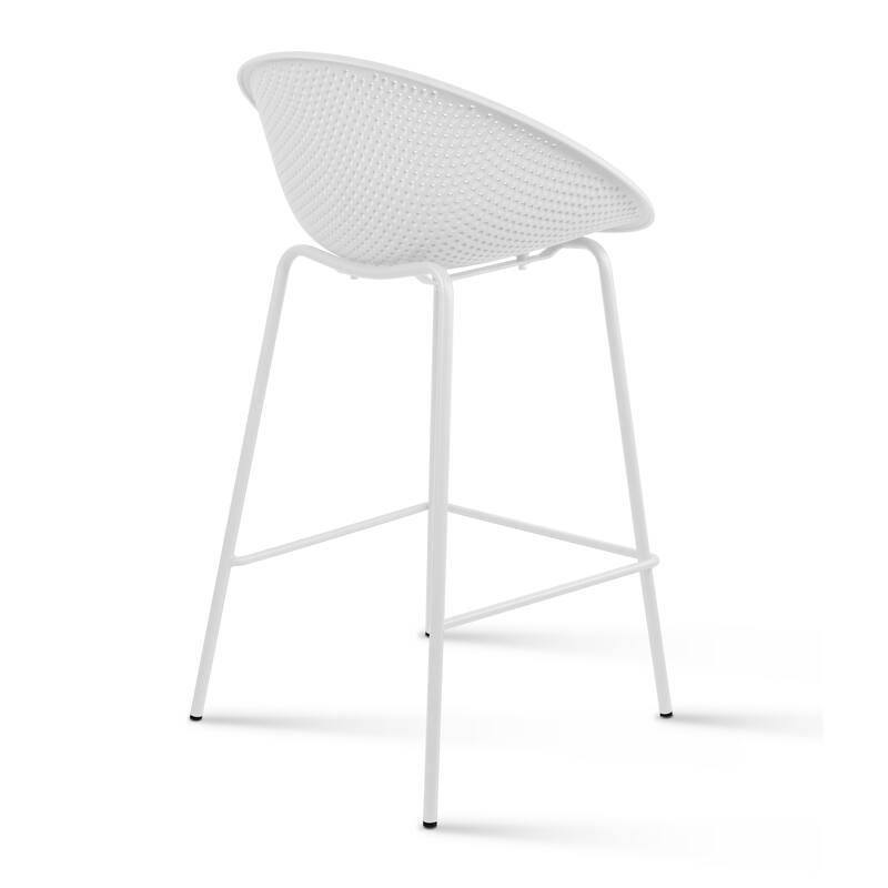 Set of 2 Counter height Bar Stools For Kitchen Egg Shaped Oval Seat Circle Dots Round Pattern for Indoor Outdoor - N/A
