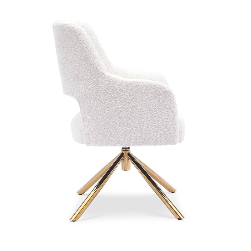 Boucle Polyester Upholstered Swivel Accent Chair - Stain Resistant