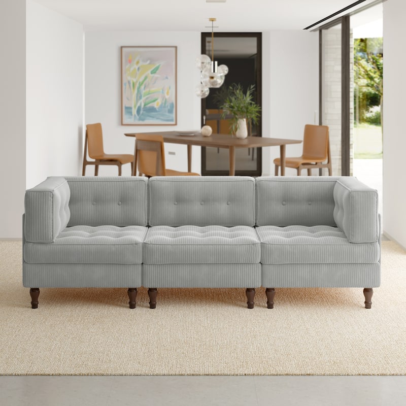 Oversized Modular Sectional Corduroy Fabric Tufted Sofa