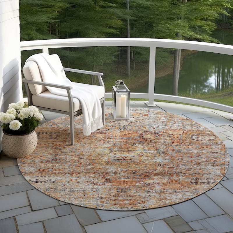Machine Washable Indoor/ Outdoor Vintage Traditional Chantille Rug