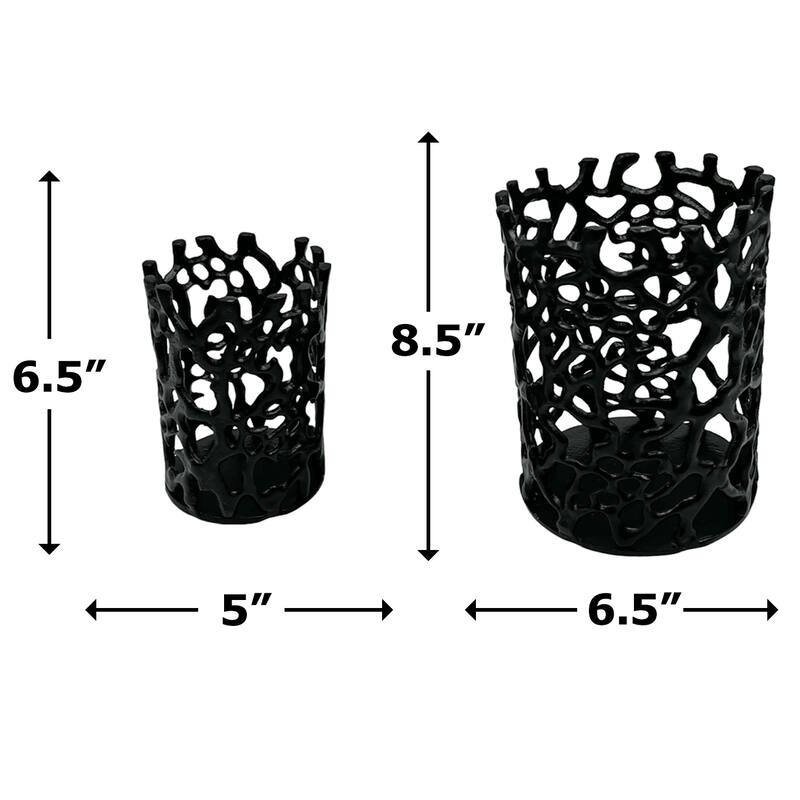Set of 2 Decorative Handmade Aluminum Modern Candle holder - 6.5 x 6.5 x 8.5 in