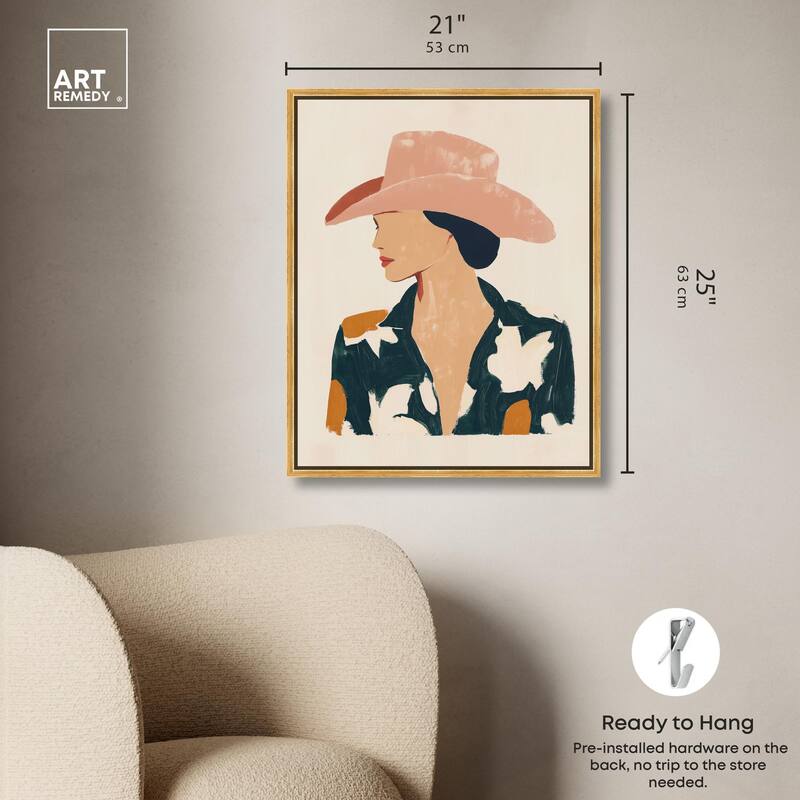 Woman in the Pink Hat Canvas by Art Remedy
