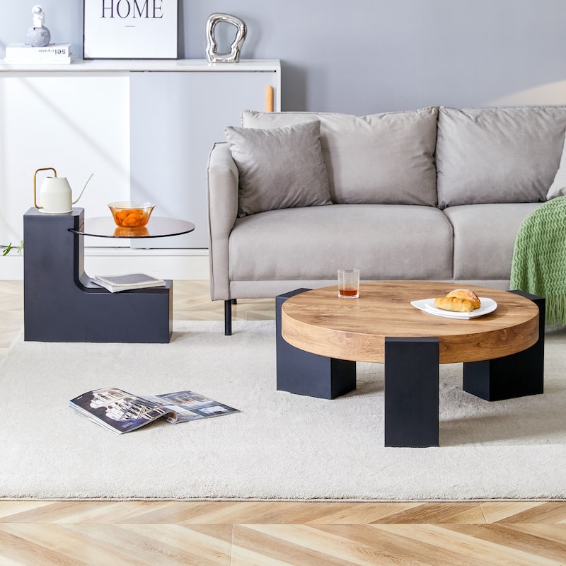 Roomfitters Detachable Double Layer Coffee Table with Modern Design, Space-Saving MDF Table for Versatile Use