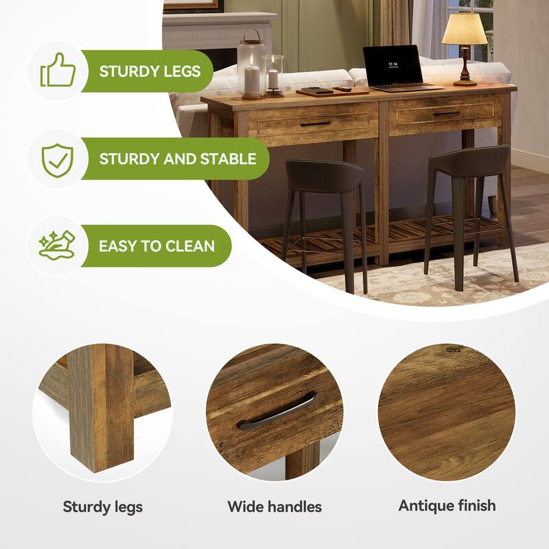 Console Table with 2 Drawers, Behind Couch Sofa Table for Entryway