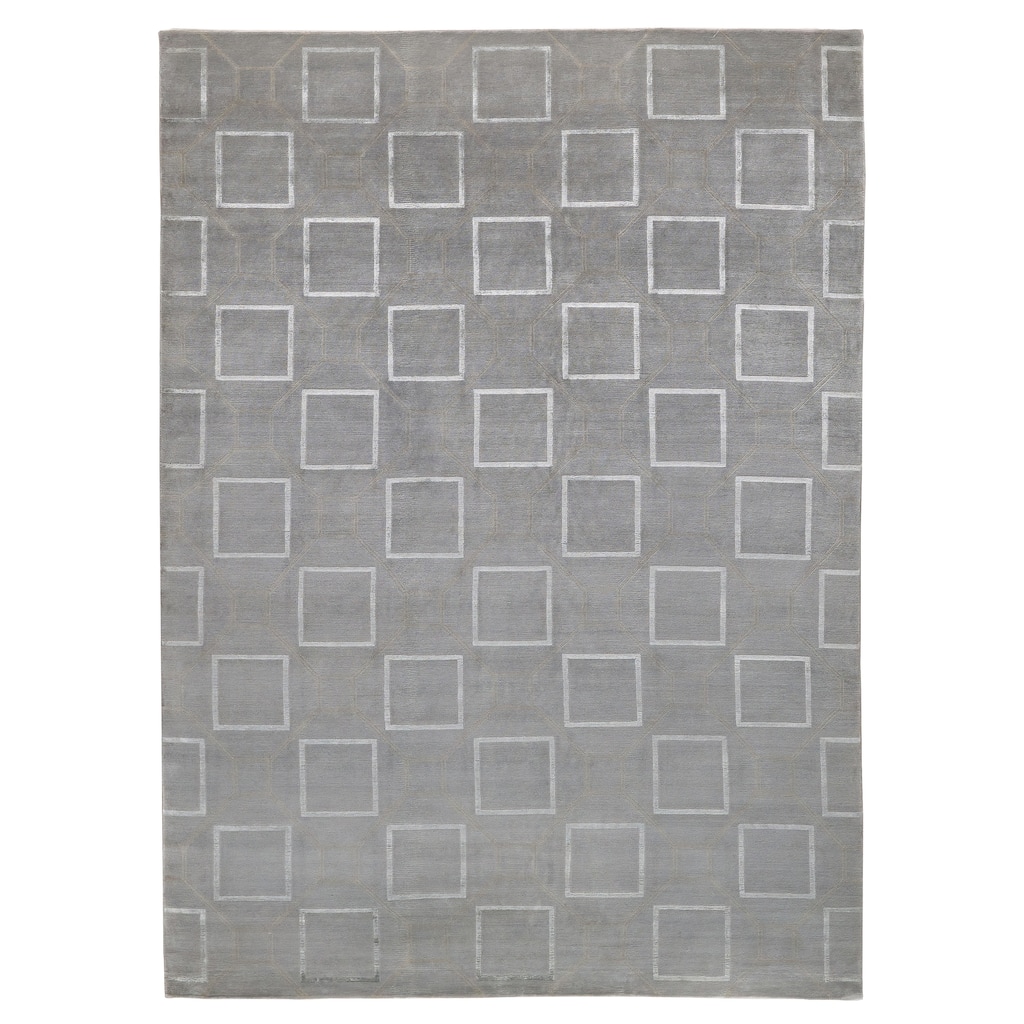 EXQUISITE RUGS ONE-OF-A-KIND Super Tibetan Weave Hand Knotted Silver Rug - 9'x12'