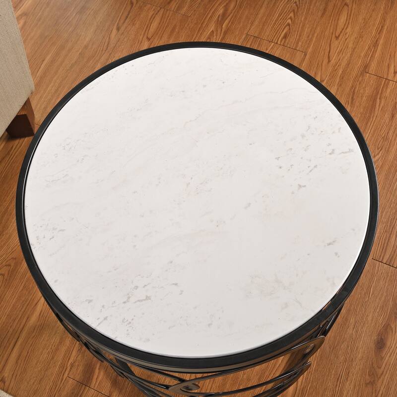 FirsTime & Co. Gilded Circles Table, Iron, 16.75 x 16.75 x 22 in, American Designed