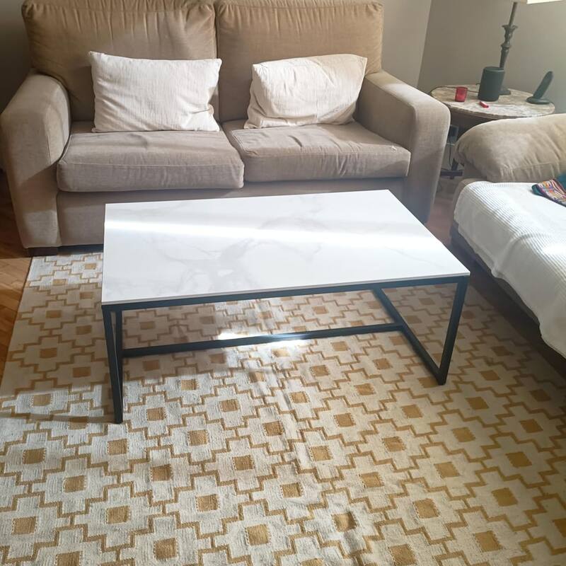Sintered Stone Top Rectangle Coffee Table - 23.6" D x 39.4" W x 16.5" H