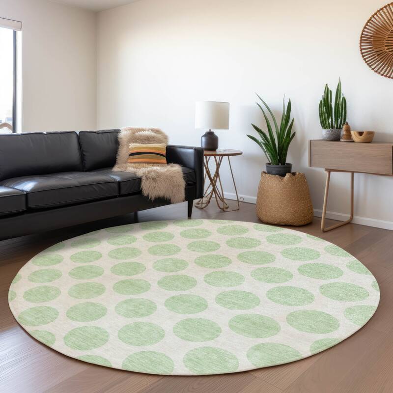 Machine Washable Indoor/ Outdoor Polka Dots Chantille Rug