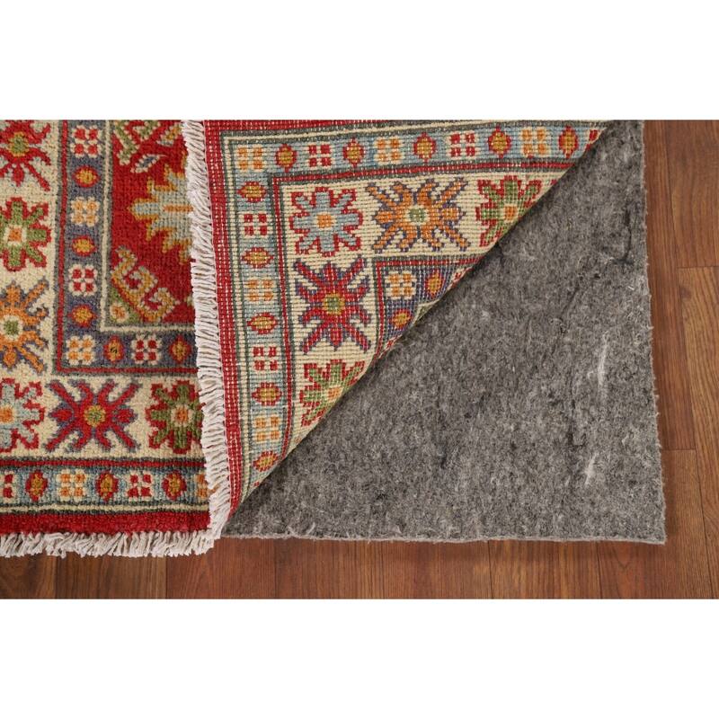 Geometric Kazak Oriental Foyer Rug Handmade Red Wool Carpet - 2'0" x 2'11"