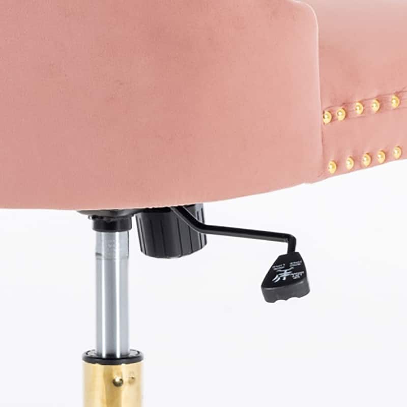 Elegant Luxurious Velvet Upholstered Office Chair with Wooden Frame and Gold Metal Base
