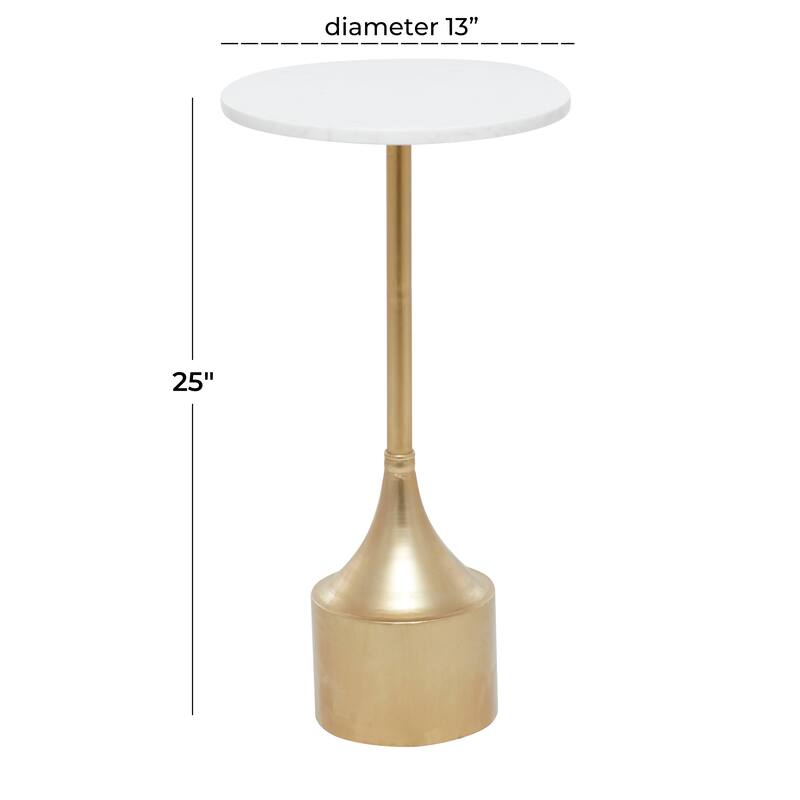 Gold Metal Accent Table with Marble Top