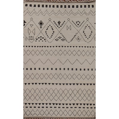 Moroccan Oriental Area Rug Hand-Knotted Wool Carpet - 6'9"x 10'8"
