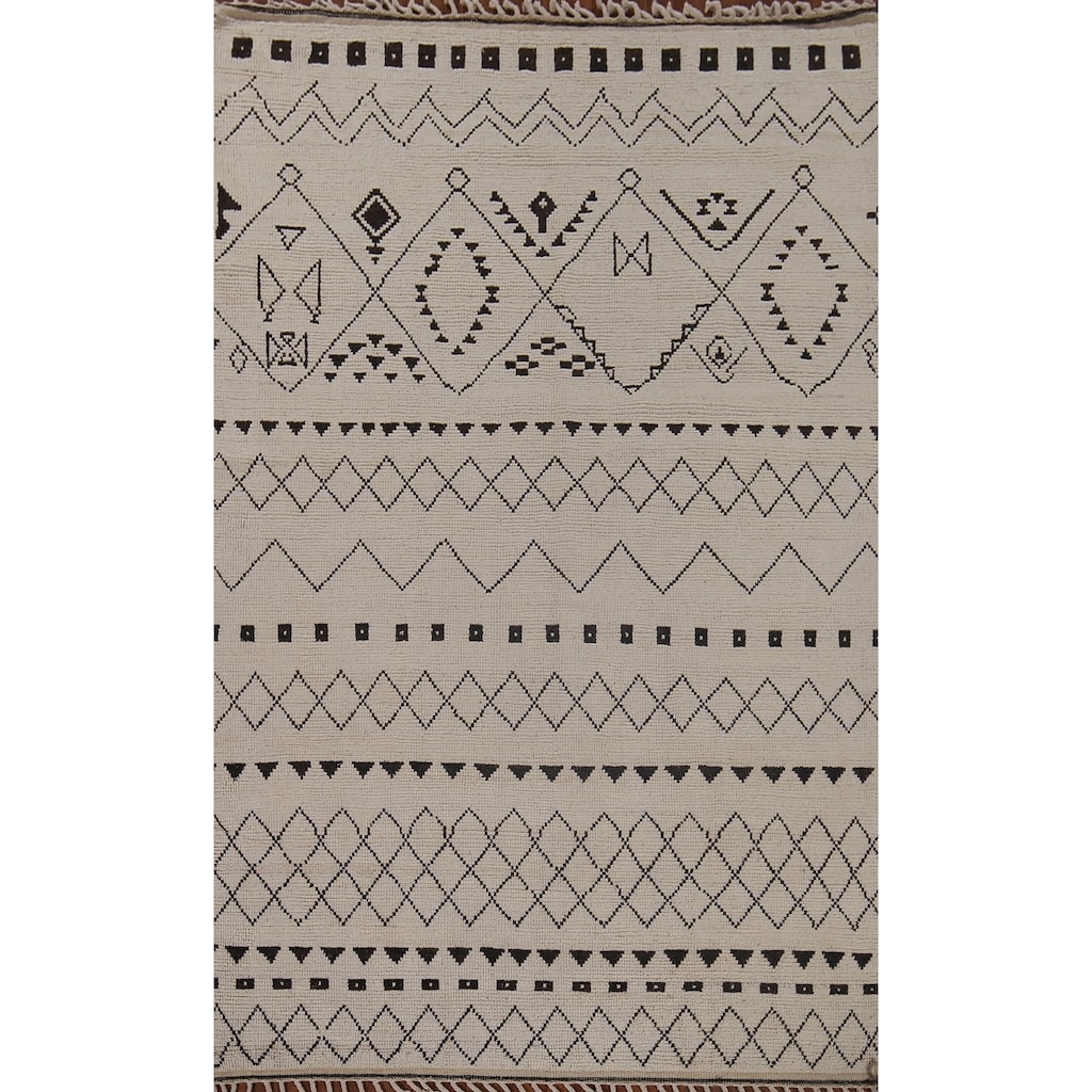 Moroccan Oriental Area Rug Hand-Knotted Wool Carpet - 6'9"x 10'8"