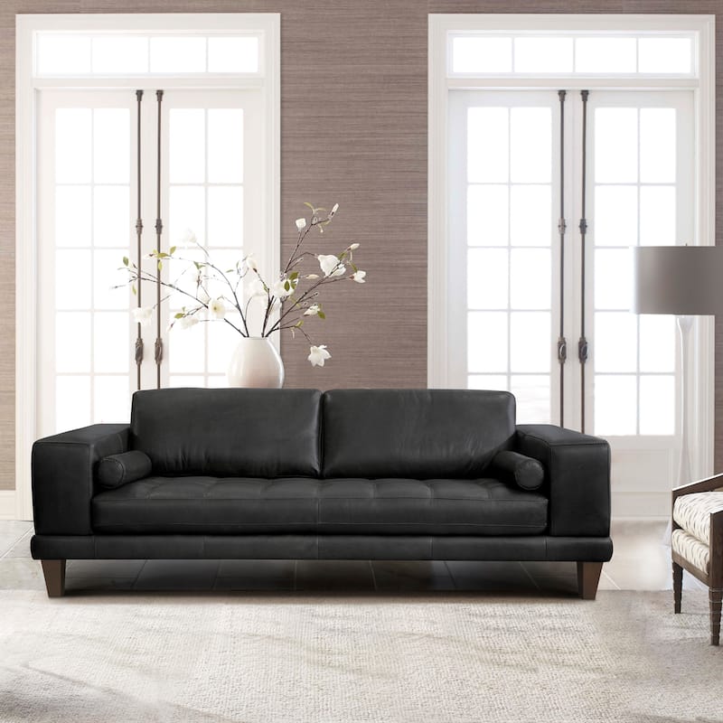 Wynne Modern Genuine Leather Sofa - Black