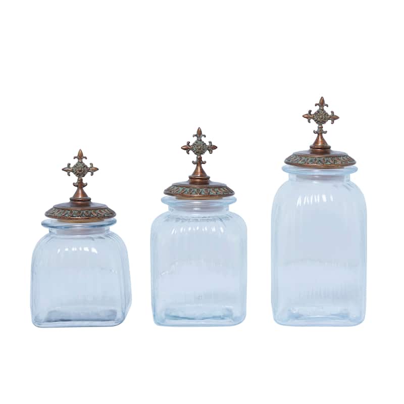 Gold Polystone Traditional Decorative Jars ( Set of 3) - S/3 15", 13", 11"H