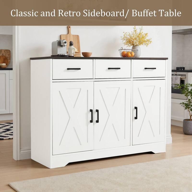 Traditional 3 Drawer Sideboard Storage Cabinet