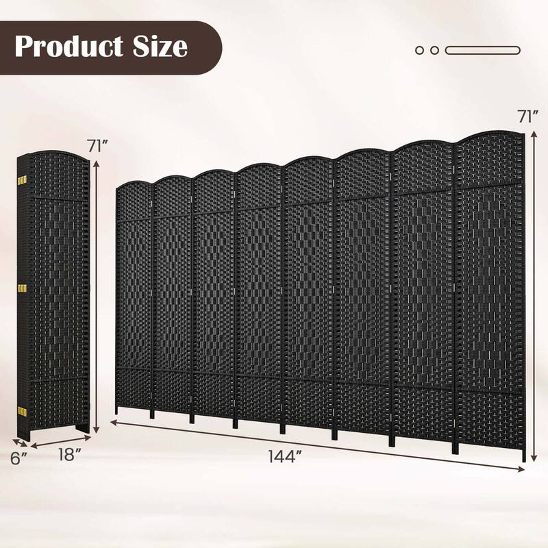Costway 8-Panel Room Divider 6 FT Tall Folding Privacy Screen with - See Details