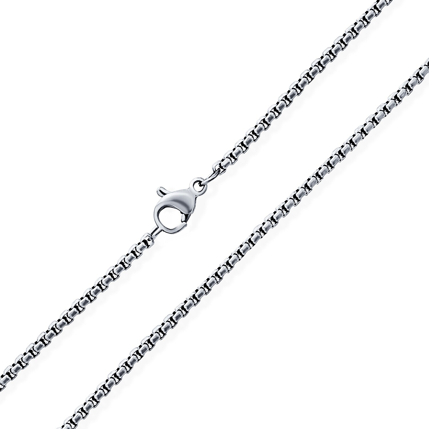 Box Link Chain Necklace 2MM Rose Gold Plated Silver Stainless Steel