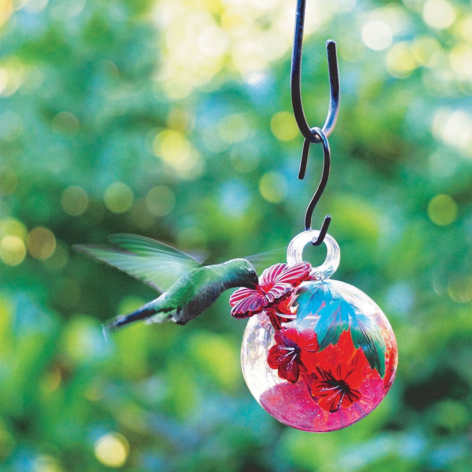 Shop Parasol Droplet Glass Hummingbird Feeder Hand Blown Floral