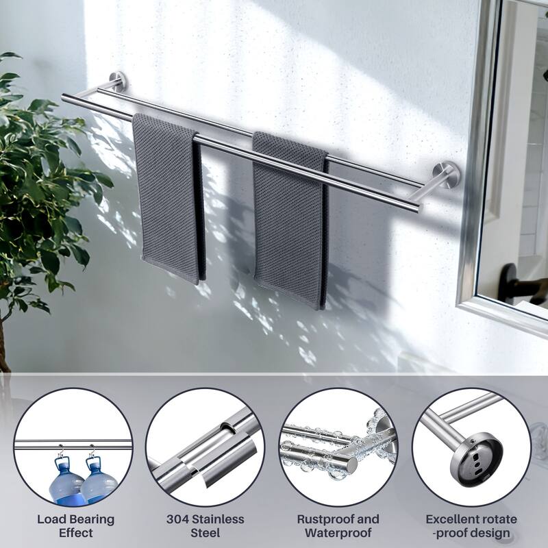WOWOW Wall Mounted Stainless Steel Double Towel Bar