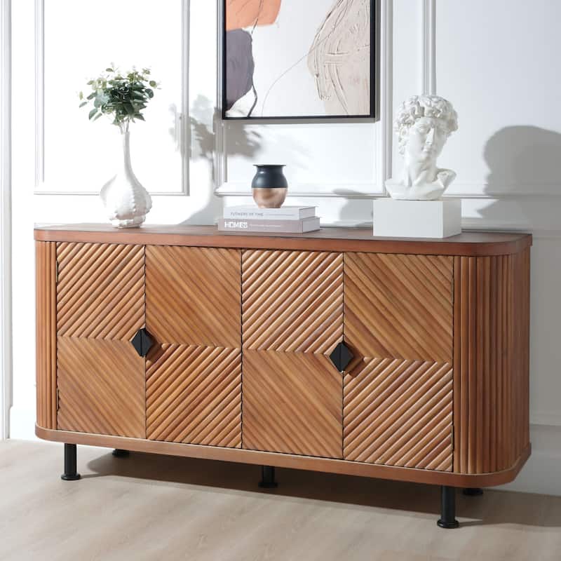 Accent Storage Cabinet Modern Buffet with Adjustable Shelves 4 Doors Hallway Entryway Living Room