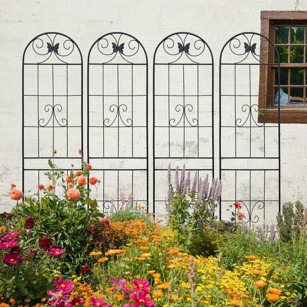 4 Pack Metal Garden Trellis 86.7" x 19.7" Rustproof Trellis for Climbing Plants Outdoor Flower Support