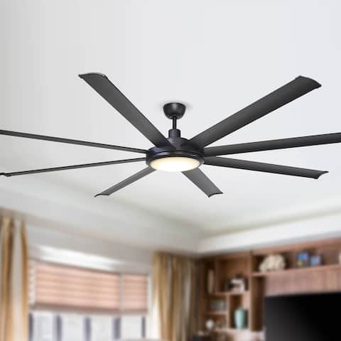 75-inch Larger Black 8-Blade Aluminum LED Ceiling Fan with Remote