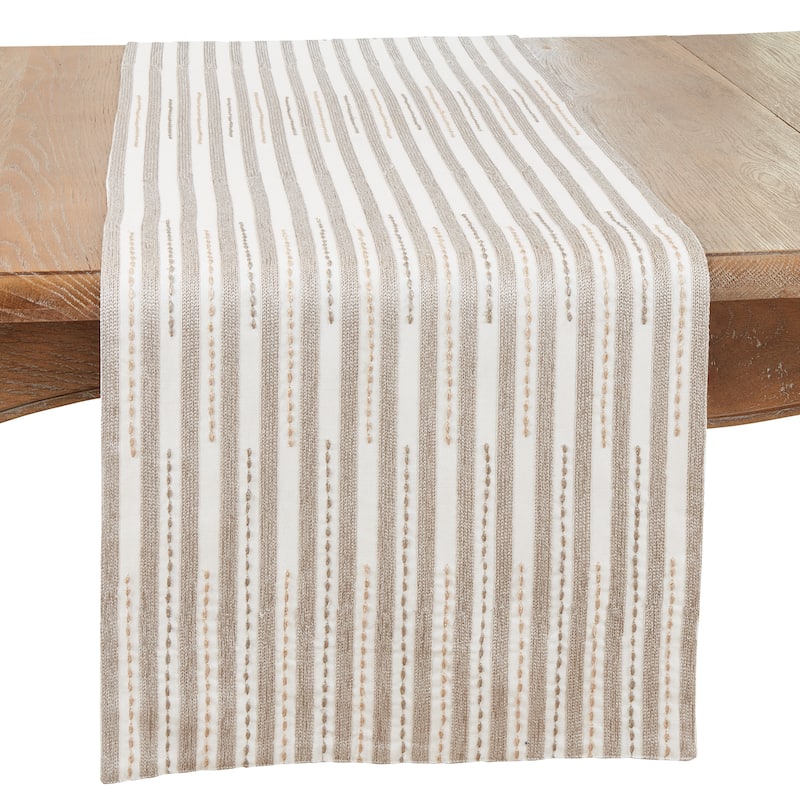 Timeless Beauty Stitched Stripe Table Runner - 16"x72" - 16"x72"