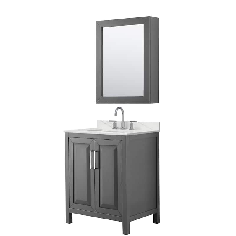 Wyndham Collection WCV252530S-QTZ-US3MED Daria 30" Free Standing - Dark Gray / Giotto Quartz Top / Polished Chrome