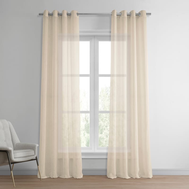 Exclusive Fabrics Grommet Solid Faux-linen Sheer Curtain (1 Panel)