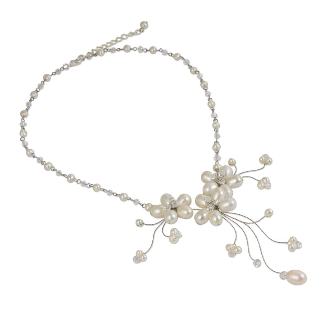 Handmade Bouquet of White Freshwater Pearls Choker (Thailand)