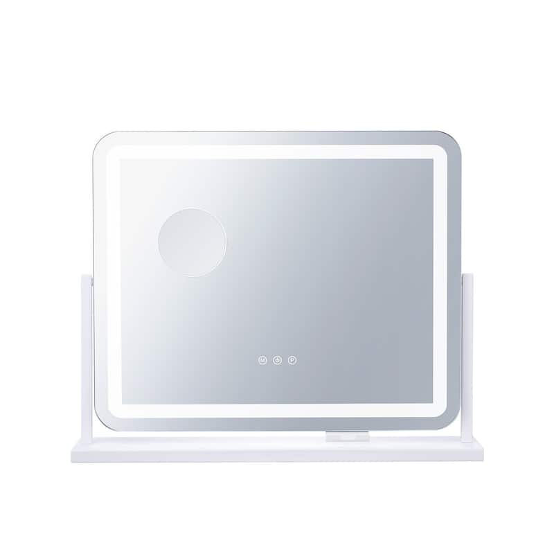 5 x Magnification Color Lighted Makeup Mirror with Charging Outlet and 2 Suction Cups - 55 x 45 cm