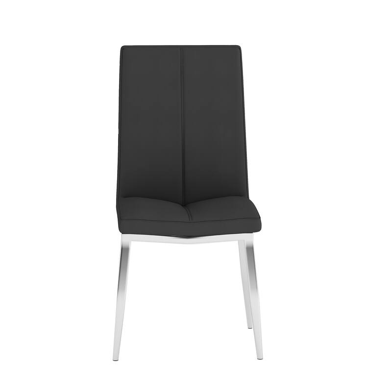 Somette Modern Dining Set with White Glass Table & 4 Chairs