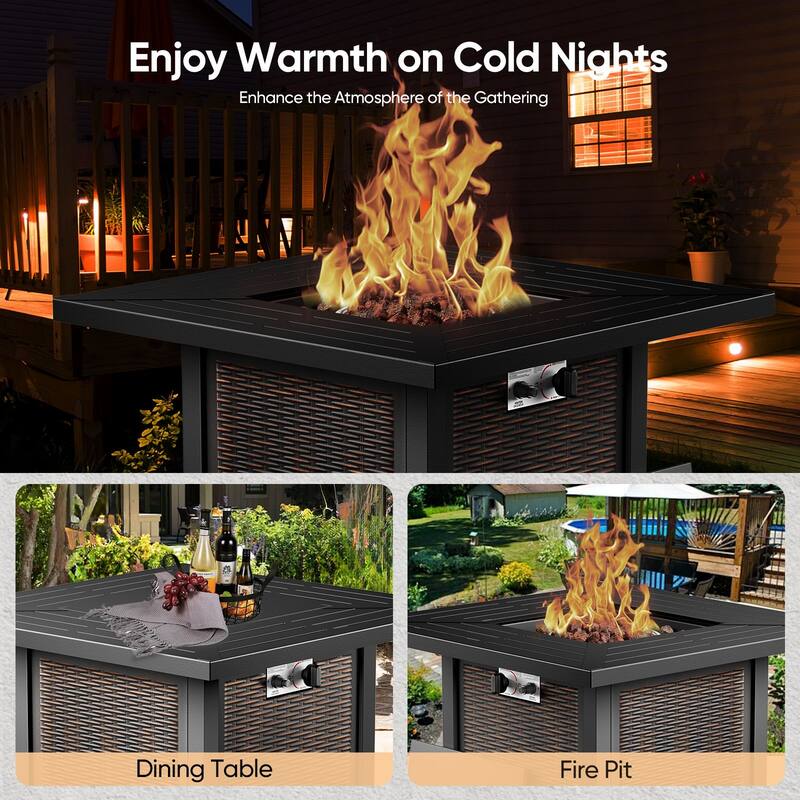 Gymojoy 6-Piece Fire Pit Set with Swivel Chairs, Ottomans & Side Table for Patio, Backyard, Deck