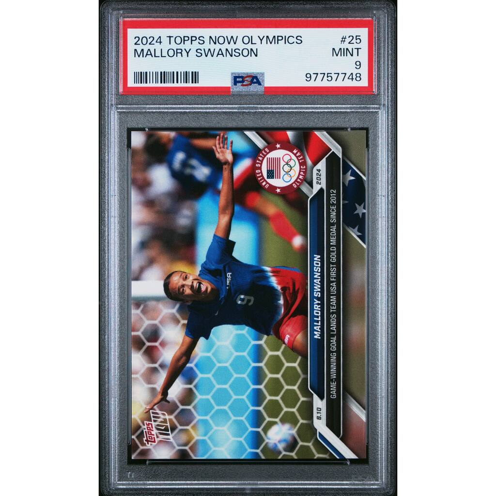 Mallory Swanson 2024 Topps Now Olympics USA Gold Medal Soccer Card #25 Graded PSA 9 - 8'6" x 11'6"