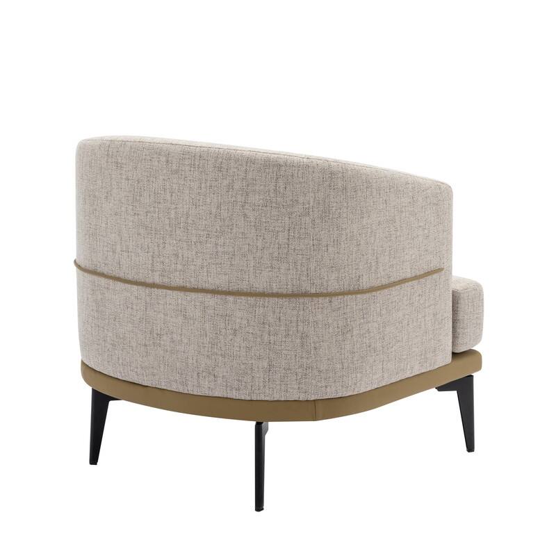 28.9" Two-tone Barrel Fabric Chair, Upholstered Round Armchair