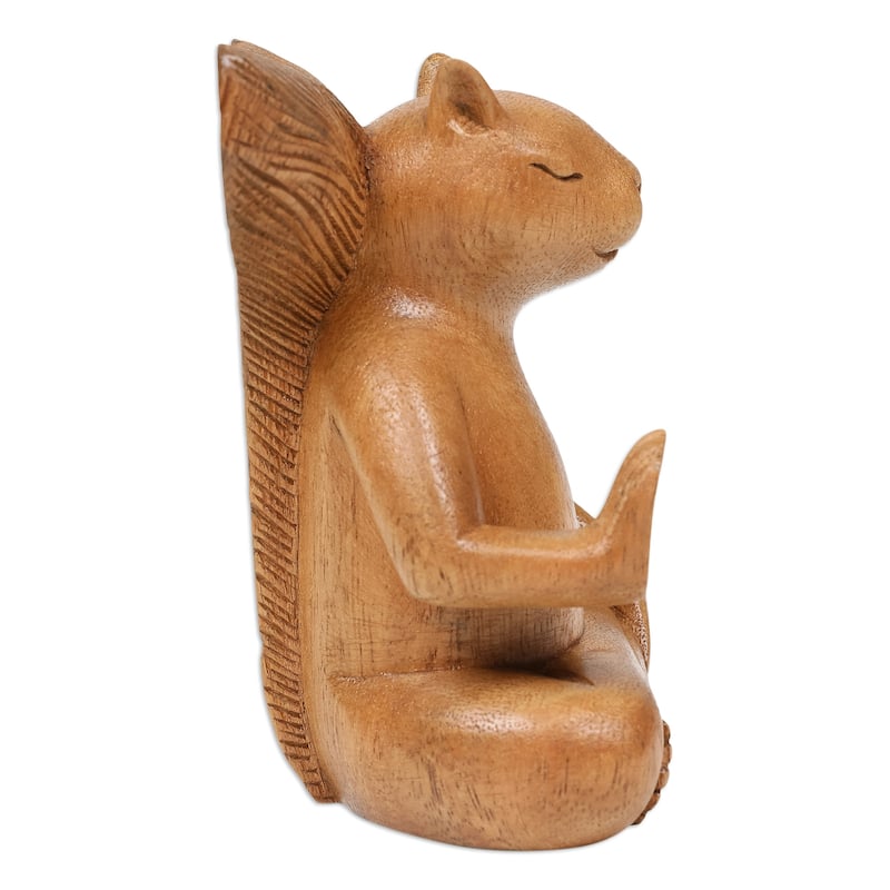 Novica Handmade Blessing Squirrel Wood Sculpture