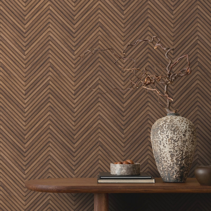 Galerie Wallcoverings Woods and Wicker Collection Herringbone Wood Effect Matte Finish Vinyl on Non-woven Wallpaper Roll