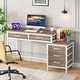 preview thumbnail 39 of 56, Computer Desk with 5 Drawers, Reversible Writing Desk with File Cabinet Printer Stand